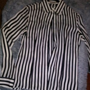 Michael Kors long sleeve striped button up shirt.